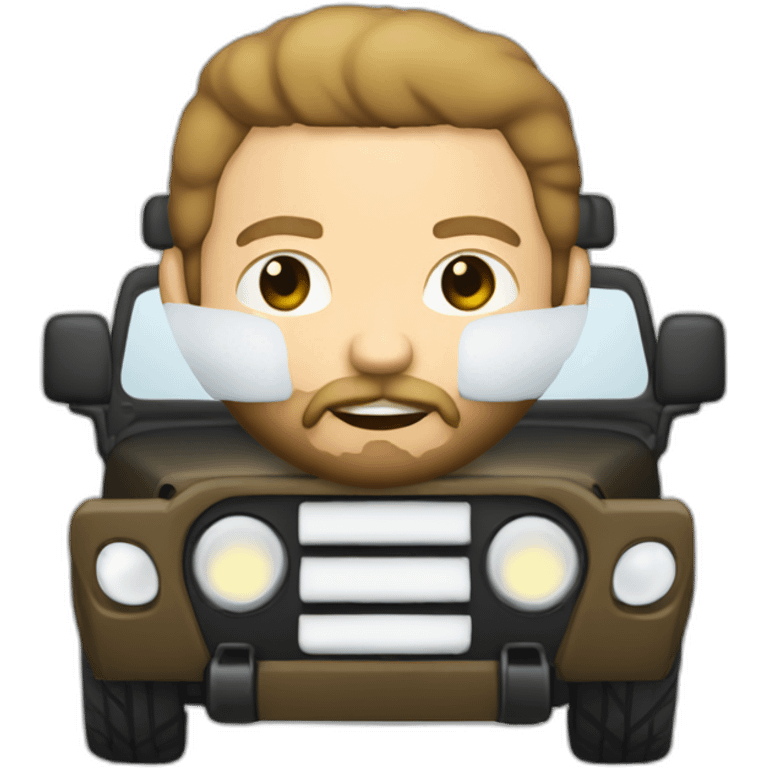 white bold man with beard riding Jeep jk emoji