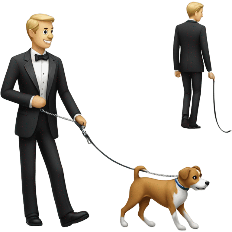 Man wearing tuxedo walking a dog emoji