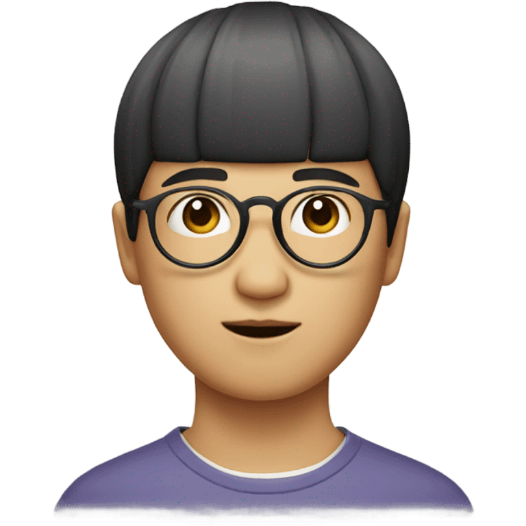 Asian guy with a bowl cut and circular glasses emoji