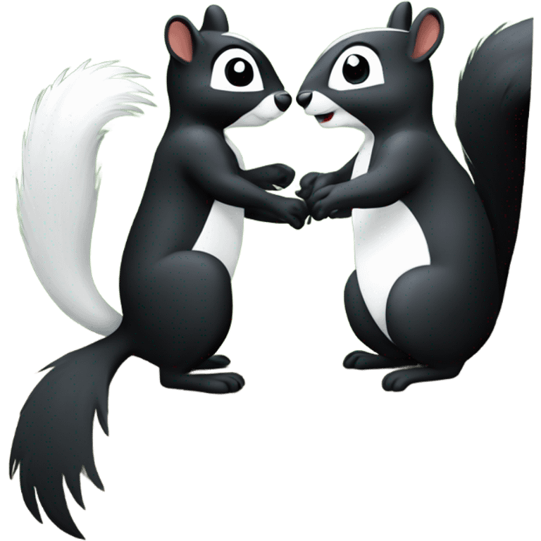 Squirrel and skunk holding hands  emoji