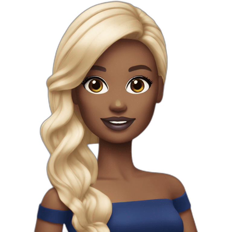 barbie girl with mate navy blue skin emoji