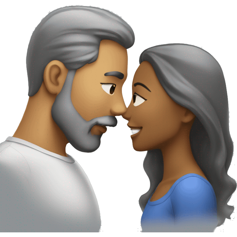  Grey Goatee beard man kisses Caribbean girl emoji