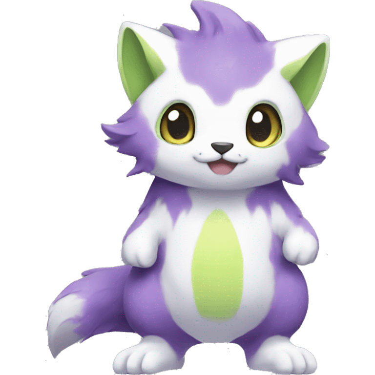 Cute cool purple white lime animal hybrid Fakemon full body emoji