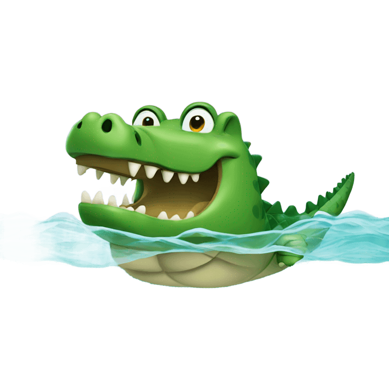 crocodile waving while swimming  emoji