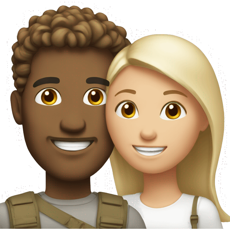 happy couple outdoors in white emoji