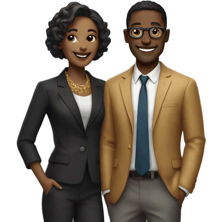 smiling duo in stylish attire emoji