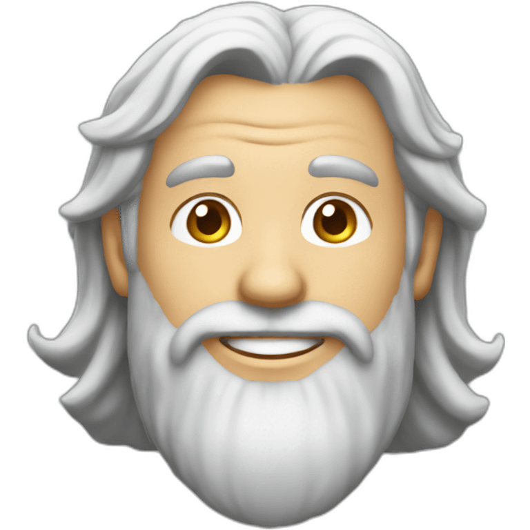 45 year old white male with long silver hair and a grey beard, smiling emoji