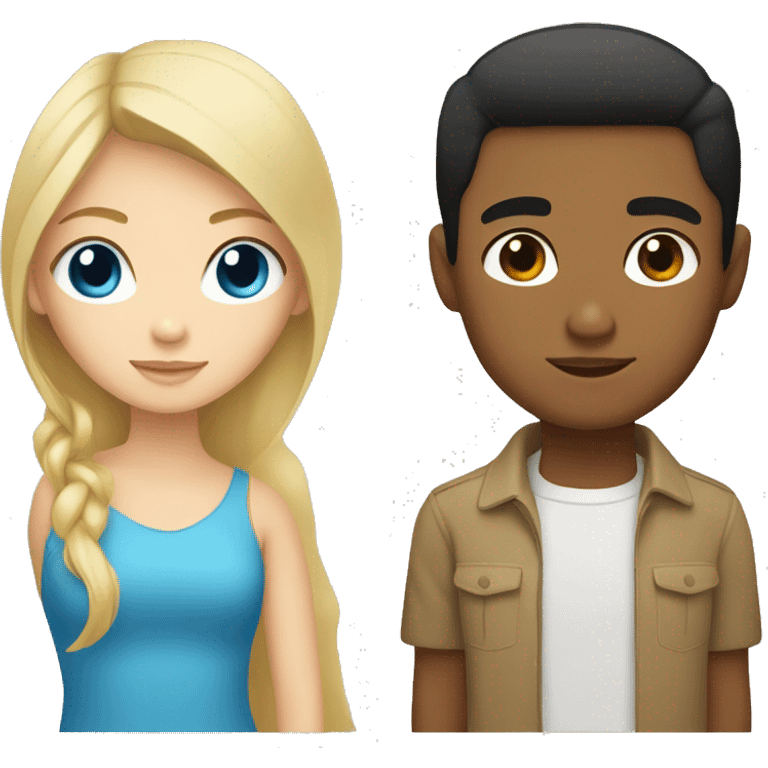 Blonde girl with blue eyes and Filipino man with black hair and light brown skin emoji