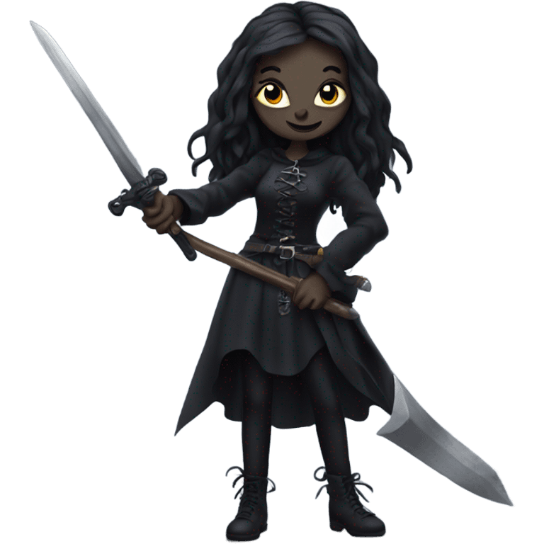 Goth witch holding a sword emoji