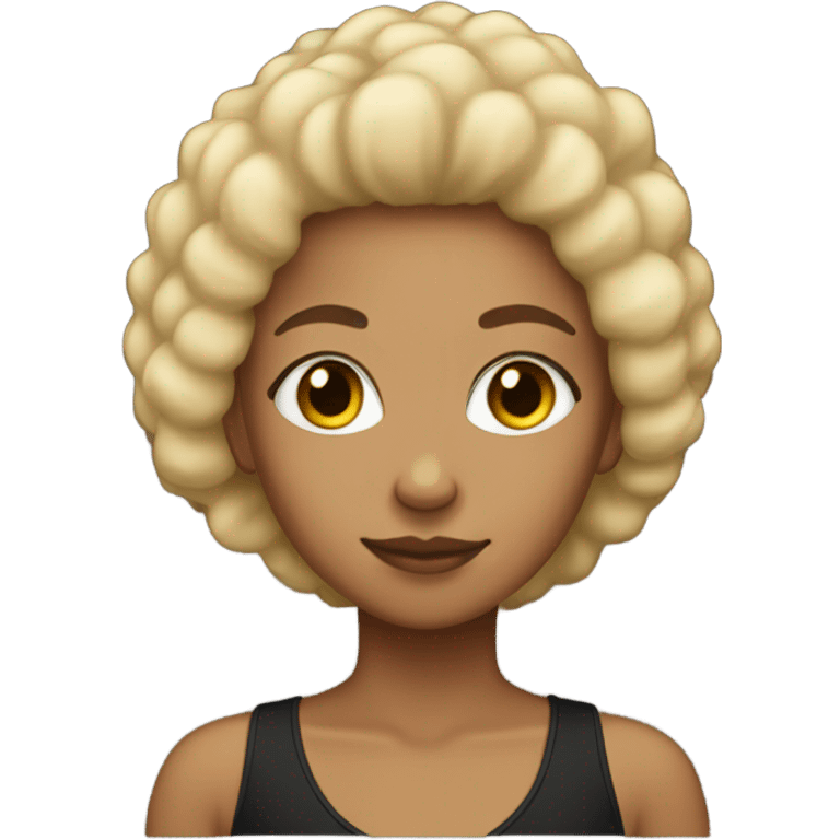 Tan girl with black and blonde afro emoji