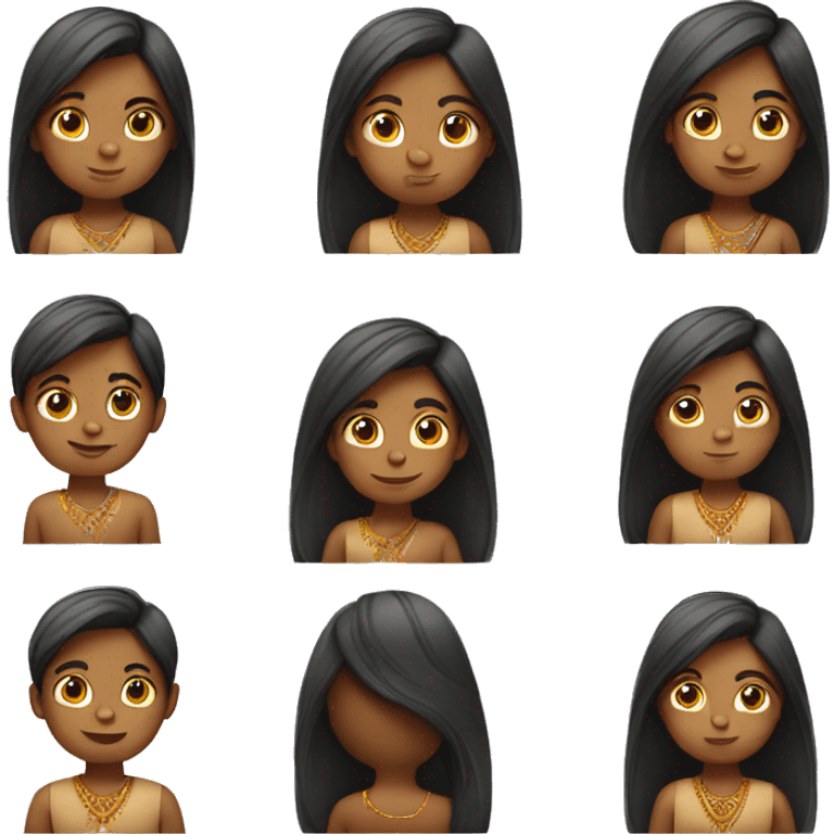 Indian child with straight hair emoji