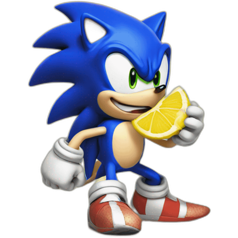 Sonic the hedgehog eating a lemon emoji