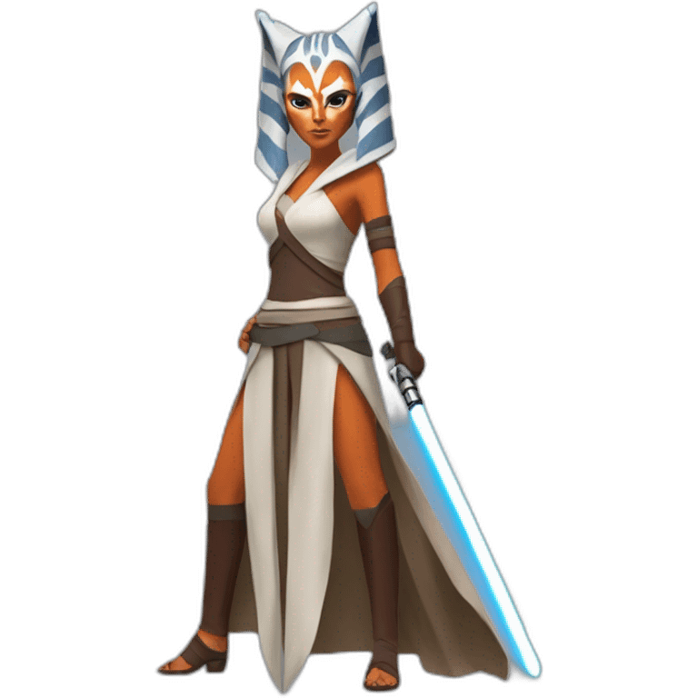 voluptuous ahsoka tano (full body, horns) white lightsaber emoji