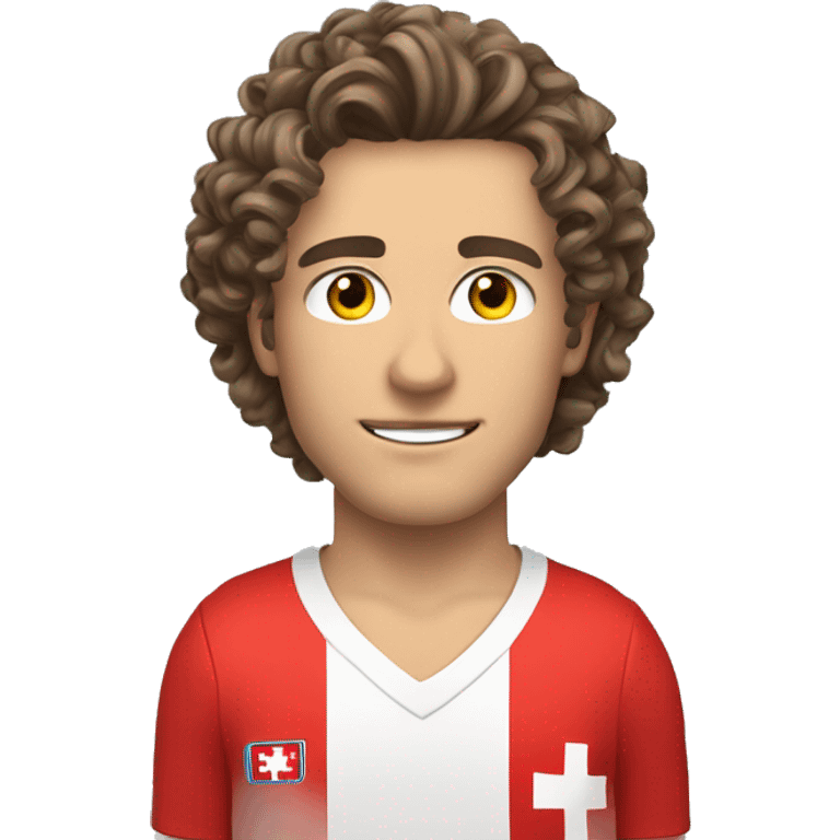 please create an emoji of me. I am 26 year old swiss guy. I am 184 cm tall, i like to do sports. My hair is dark and by eyes are brown. My hair cut is shorter on the sides and i have curls on top emoji