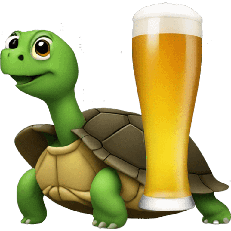 Minimalistic turtle drinking a Beer emoji