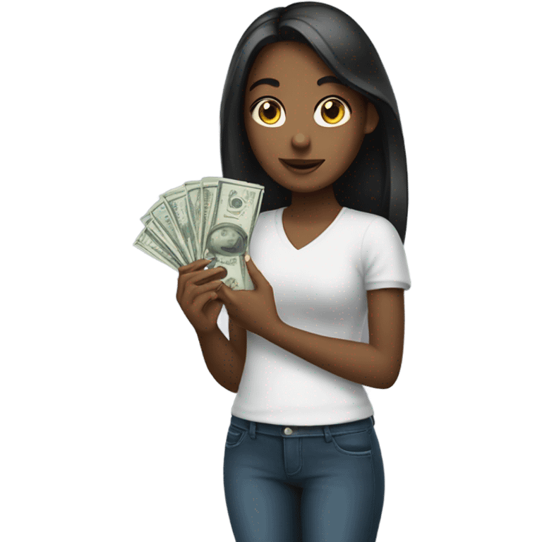 Girl holding money emoji