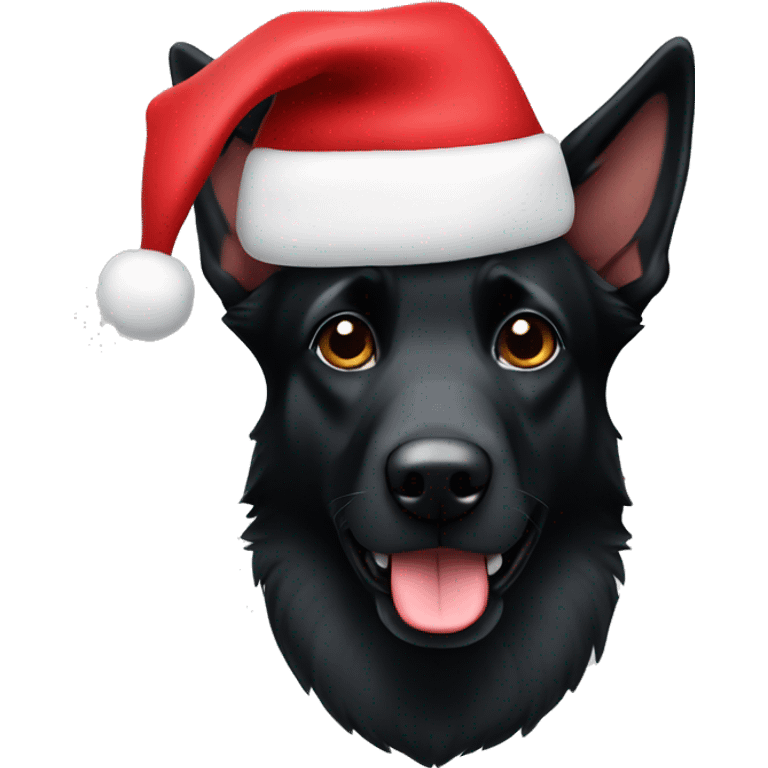 Black German Shepard Dog Santa hat emoji