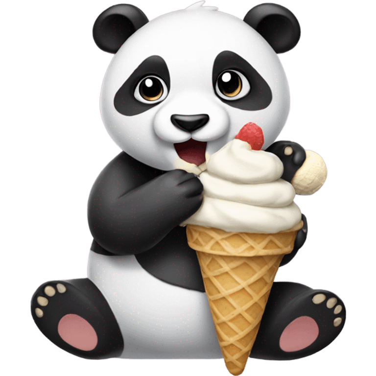 Panda eating ice cream emoji