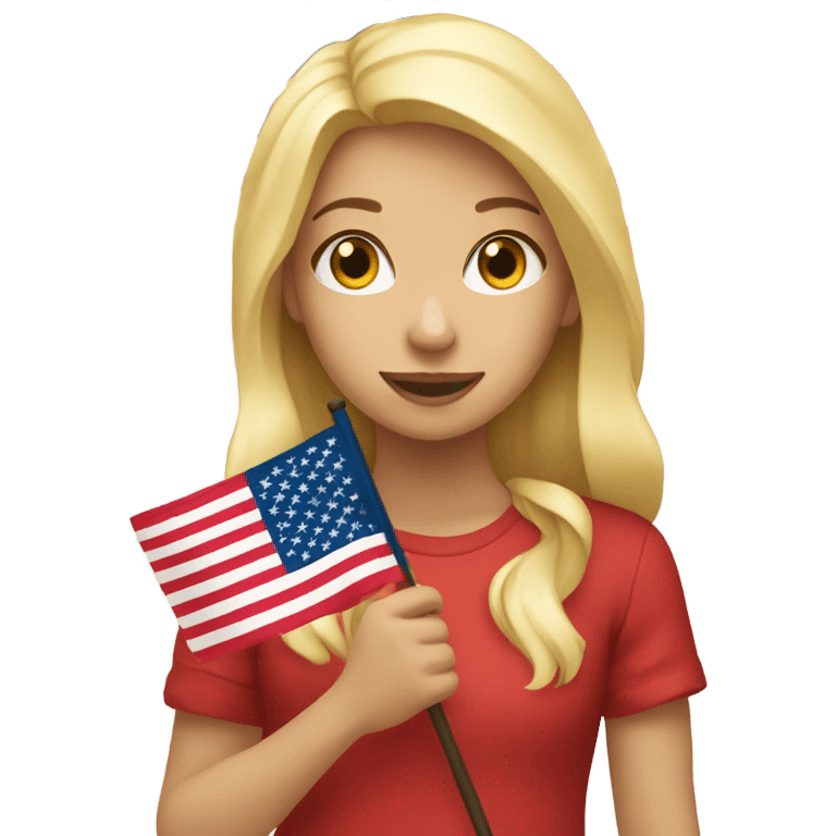 blonde girl with USA flag emoji