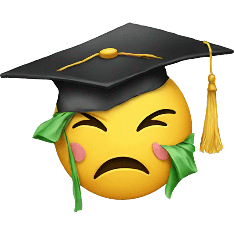 handdrawn crying emoji with graduation hat emoji