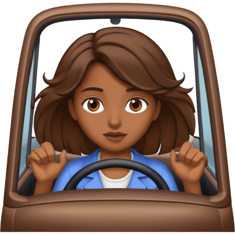  Brown girl brown hair driving  emoji