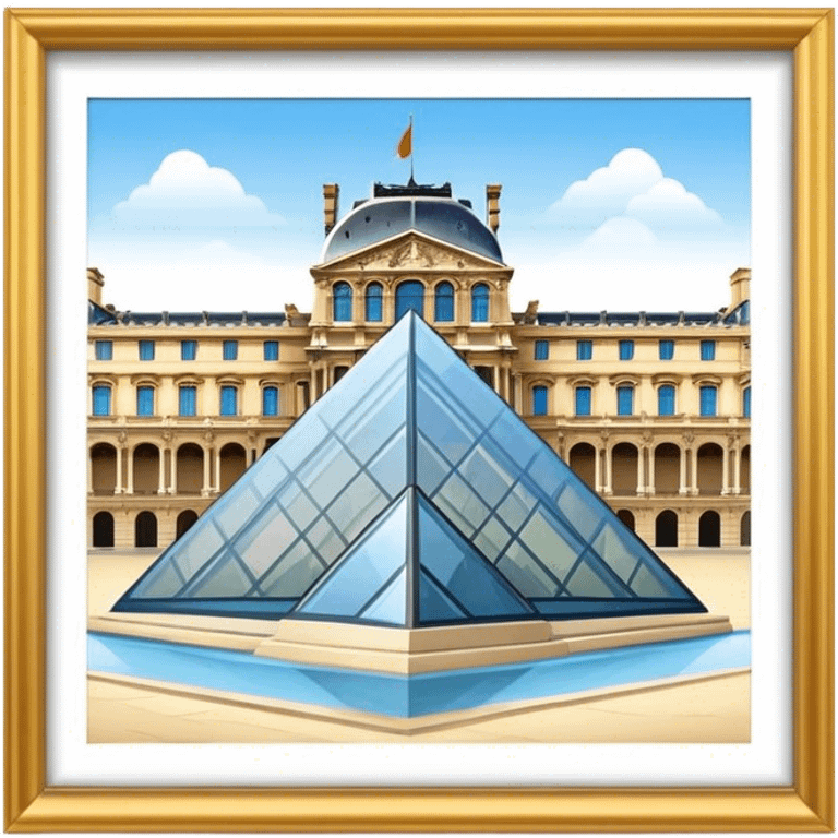 Louvre Museum Landmark Emoji – Showing the glass pyramid entrance with the historic palace in the background. emoji