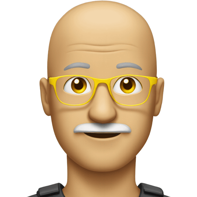 A bald guy with a moustache and yellow safety glasses  in the subway emoji