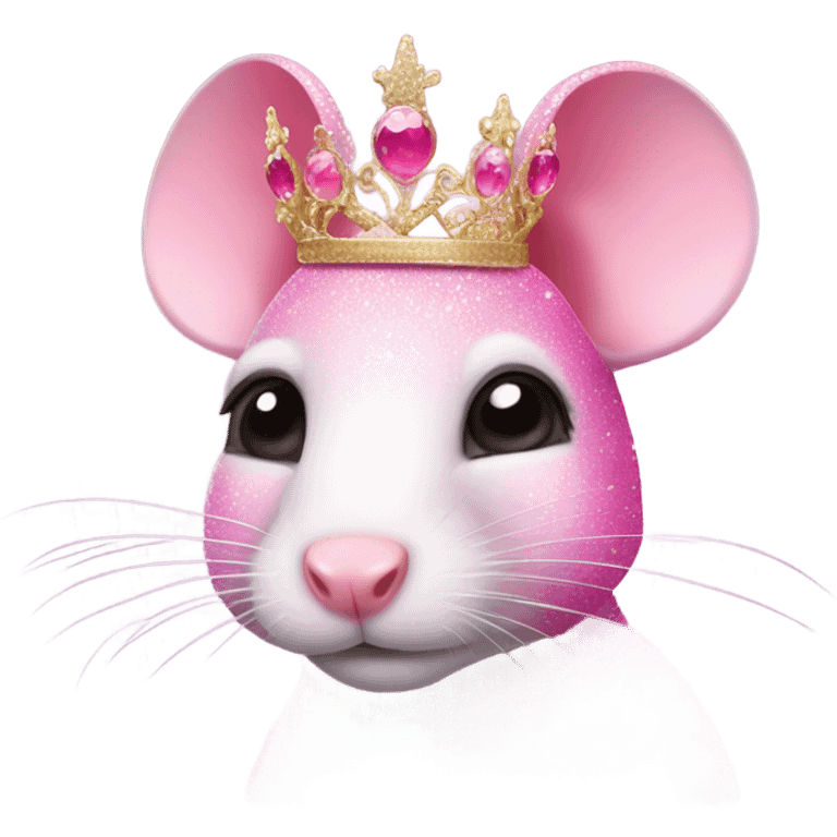 Pink ombre rat with tiara and glitted emoji