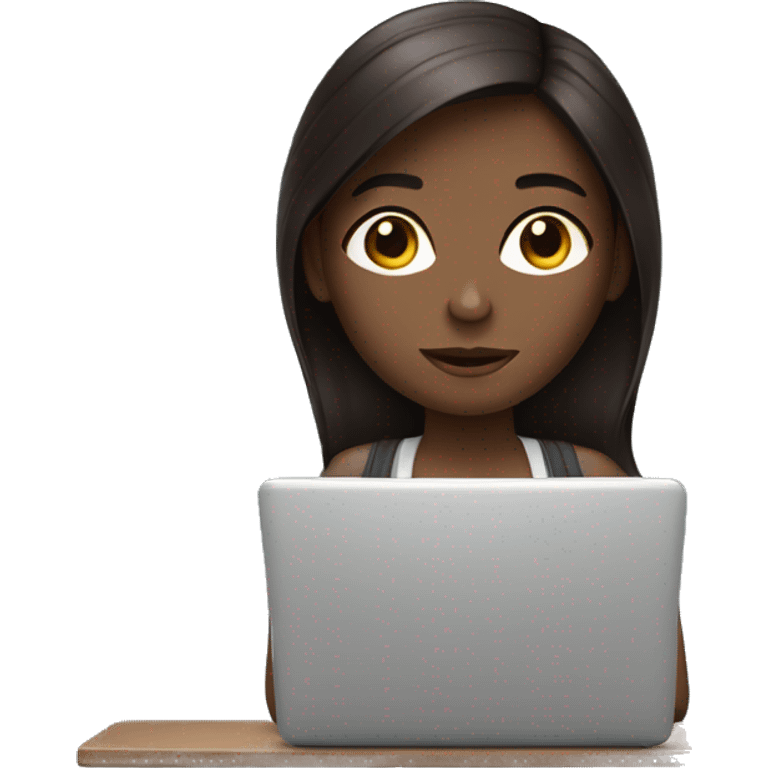 dark brown hair girl working remotely  emoji