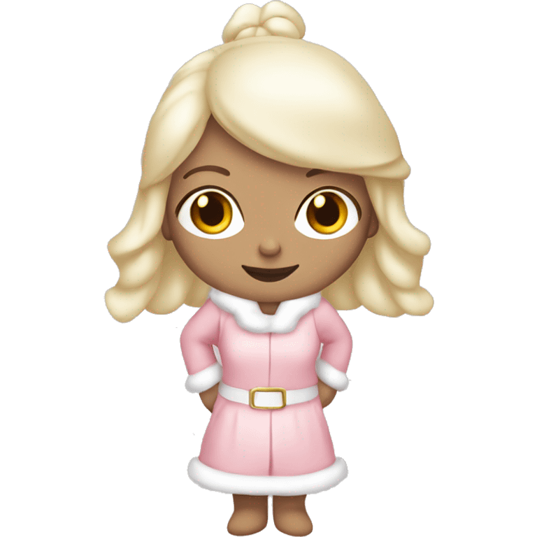 Full body white Pretty girl in a light pink Santa outfit  emoji