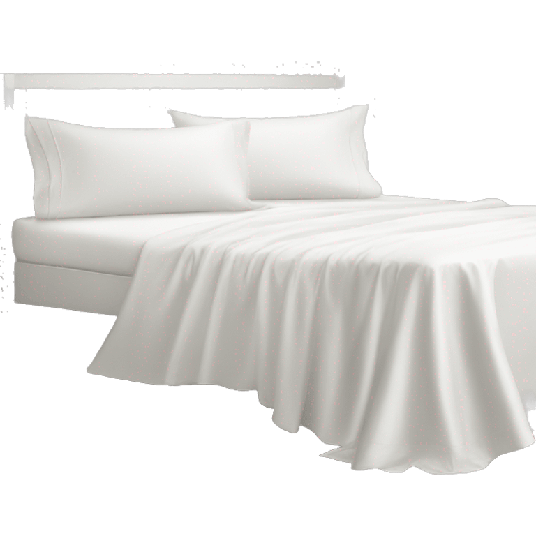 white satin bed sheets on white wooden bed emoji