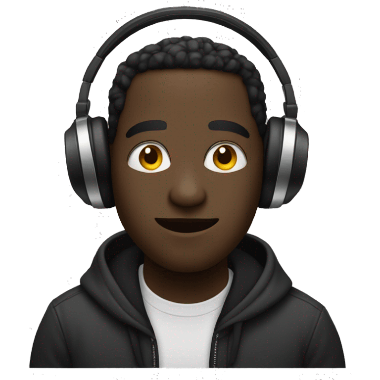 person black listening to music with wink emoji