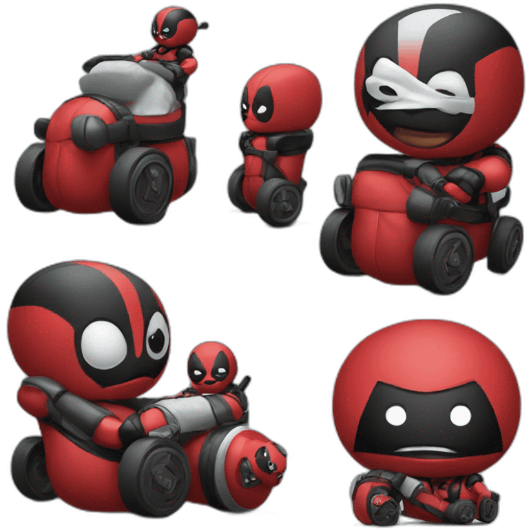 Baby deadpool in roller emoji