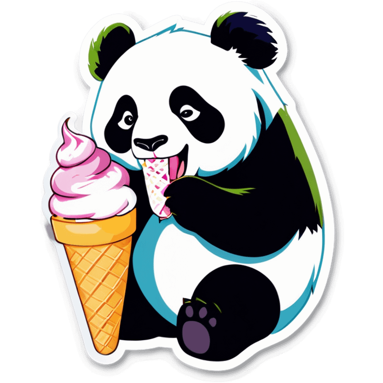 Panda eating ice cream emoji