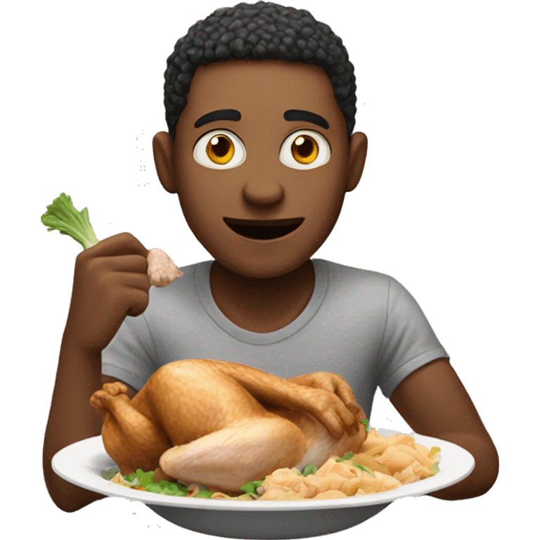 Guy eating chicken ￼ emoji