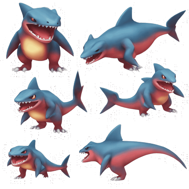 Sharpedo-Charmeleon-Gible-Larvitar-Fakémon Full Body emoji