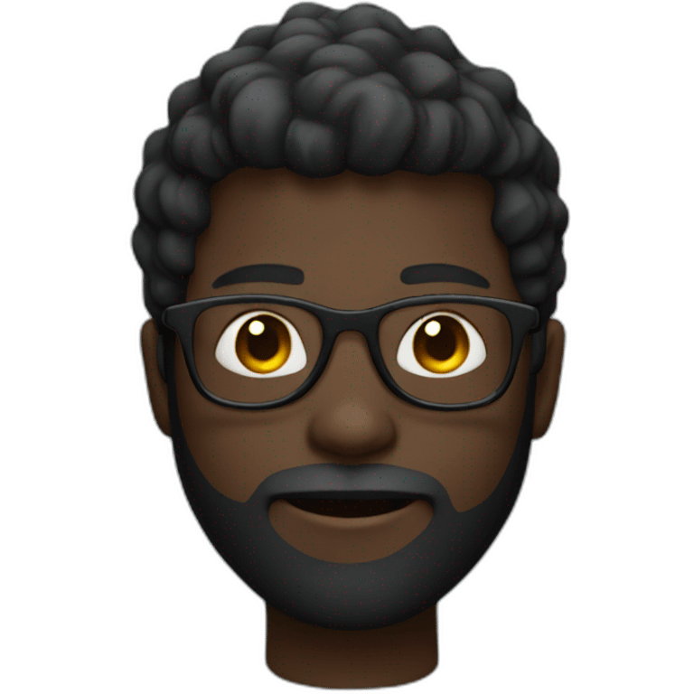 Dark skin boy with beard and glasses emoji