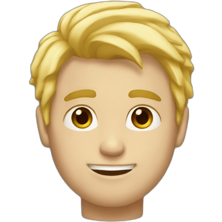 Guy with blonde hair and a muste emoji