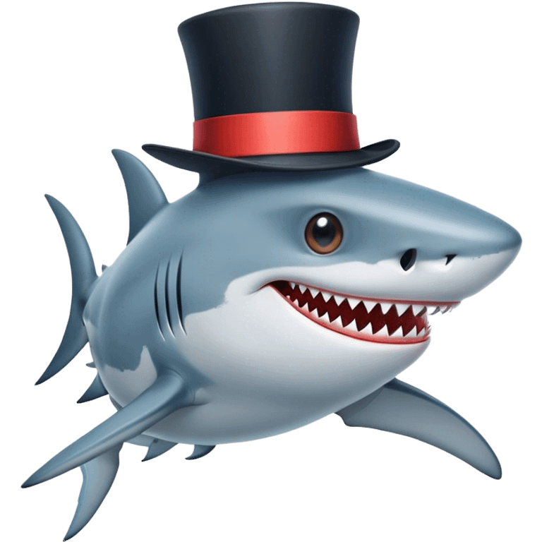 Shark with a top hat emoji