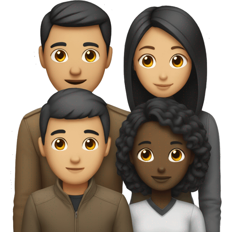 couple with black girl and asian man emoji