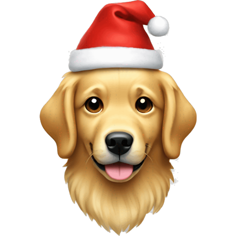 Golden retriever with Santa hat emoji