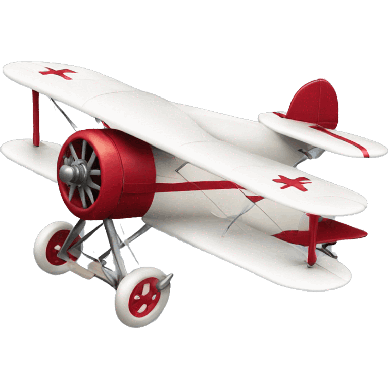 white vintage biplane with crimson accents emoji