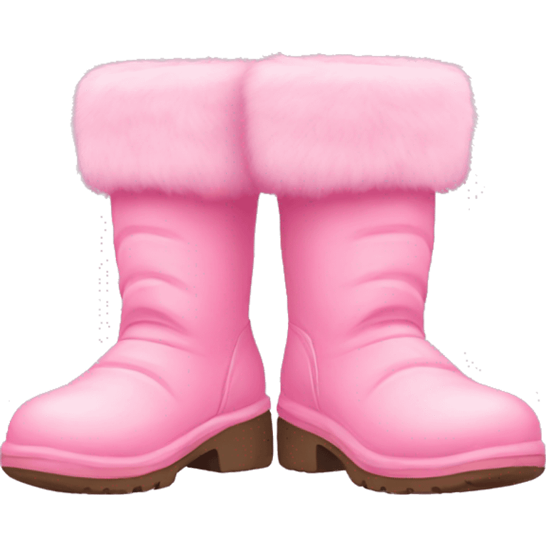 Pink large fur boots  emoji