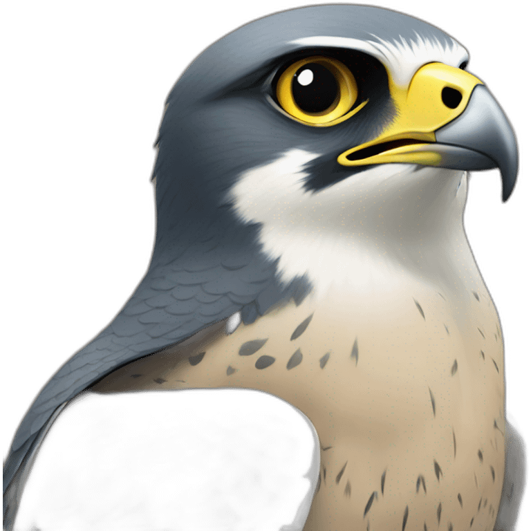 Peregrine falcon with a ppt emoji