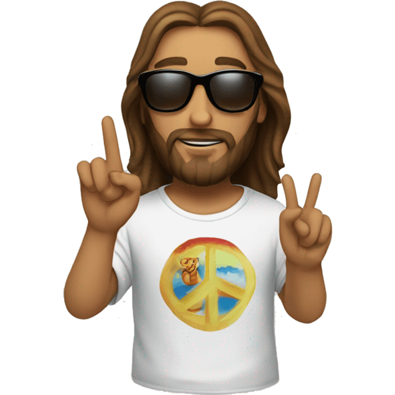 Jesus wearing sunglasses with a peace sign and a shirt that says Jesus is my homeboy emoji