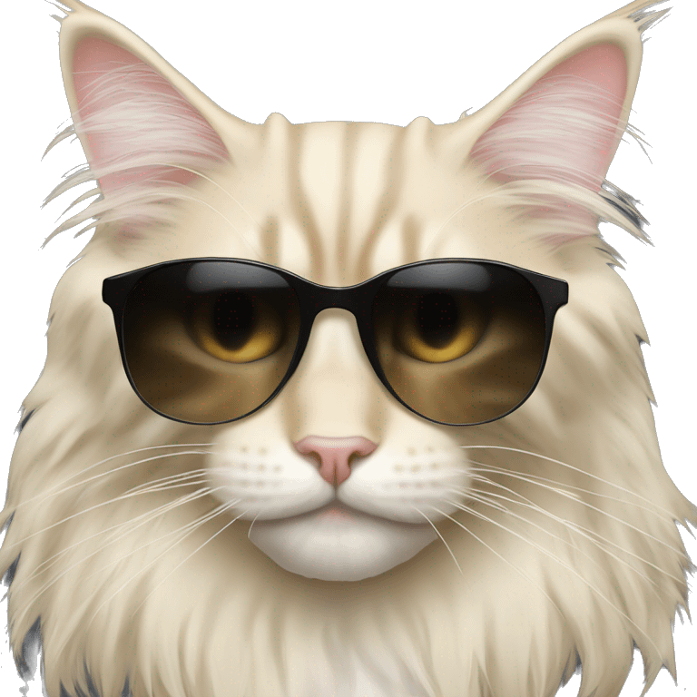 cream colored maine coon with black sunglasses emoji