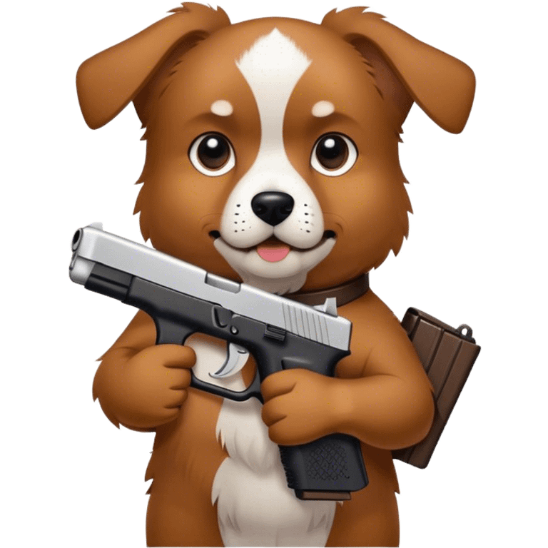 Dog holding a Glock 19 emoji