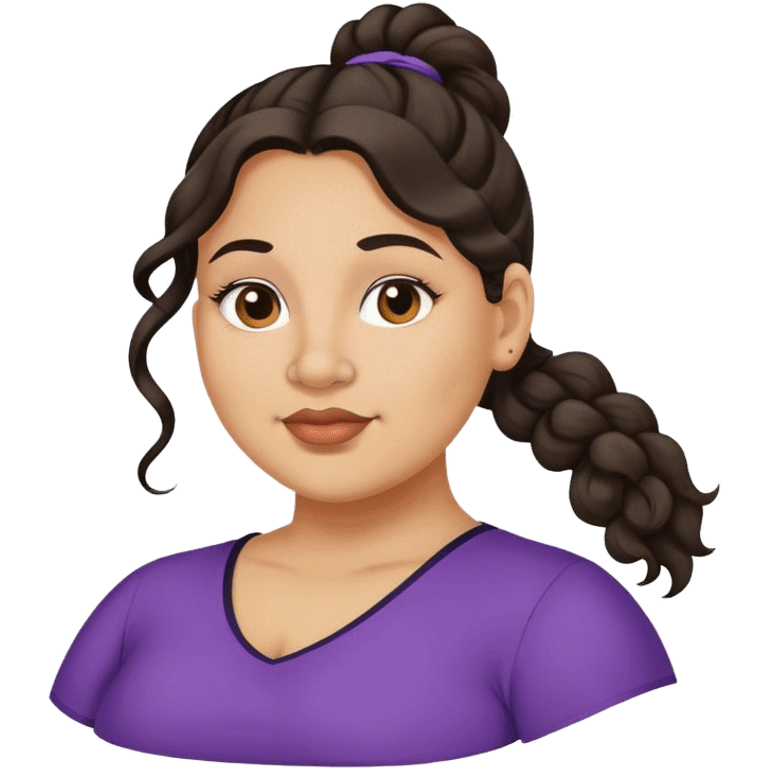  plus size light skin latino women with wavy dark hair in pony tail flat wide nose  emoji