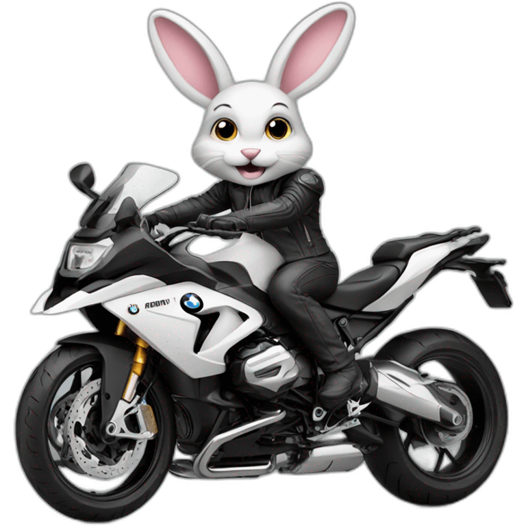 Biker bunny on bmw motorcycle emoji