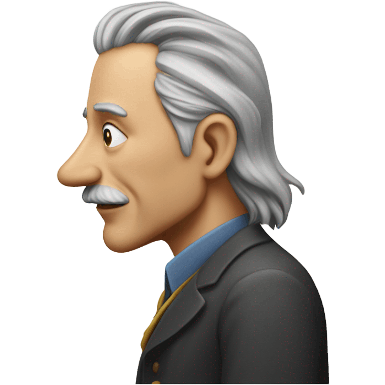 Attractive older man with long grey hair with a nose like Pinocchio and you can see how long it is from the side profile emoji